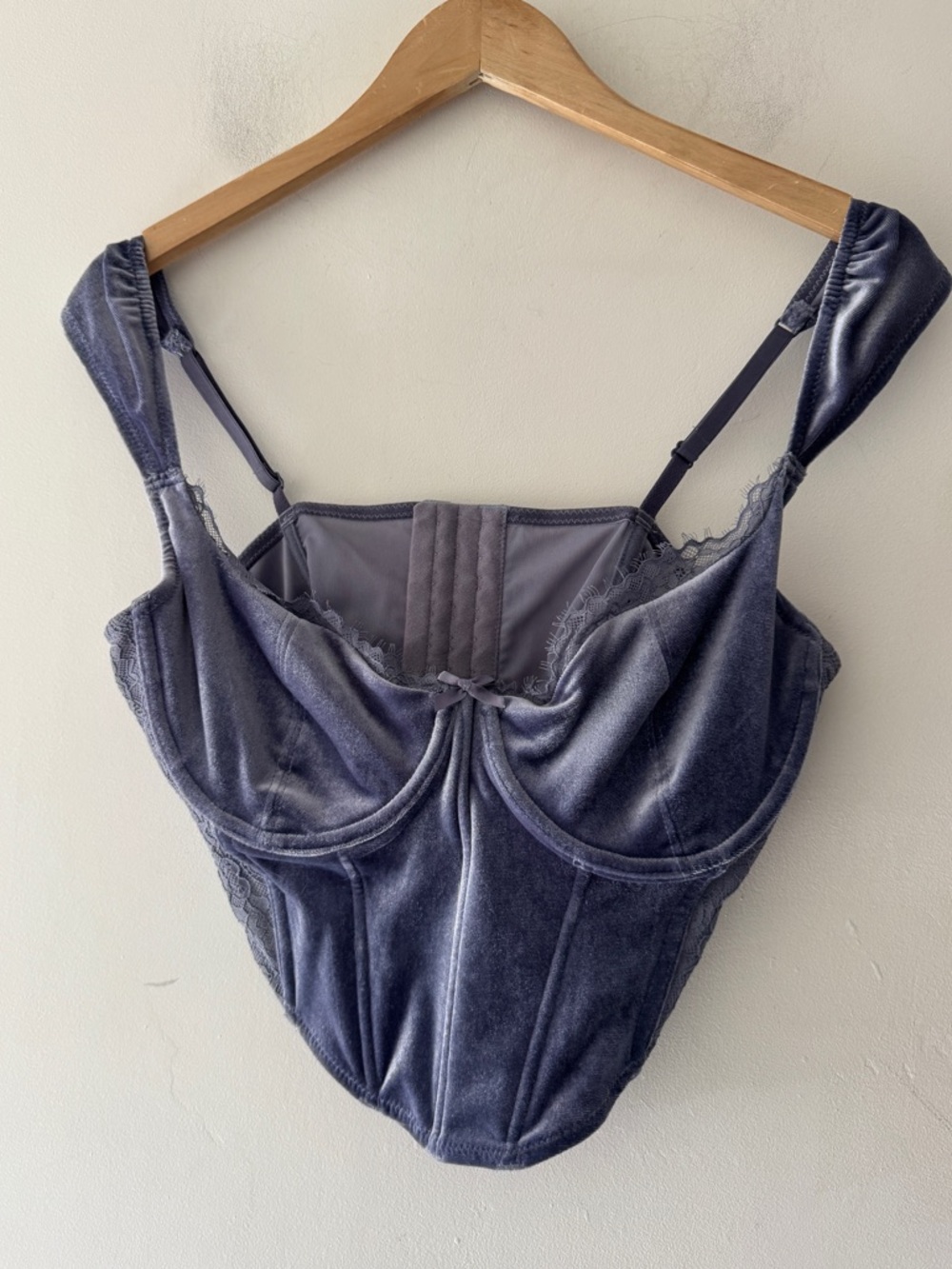 Garage Purple Velvet Corset Top Cap Sleeve
